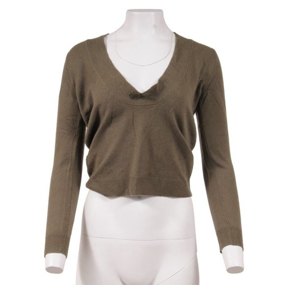 Marni Womens U Neck Sweater Size 40 Olive Green Cashmere Pullover Long Sleeve - Picture 1 of 14
